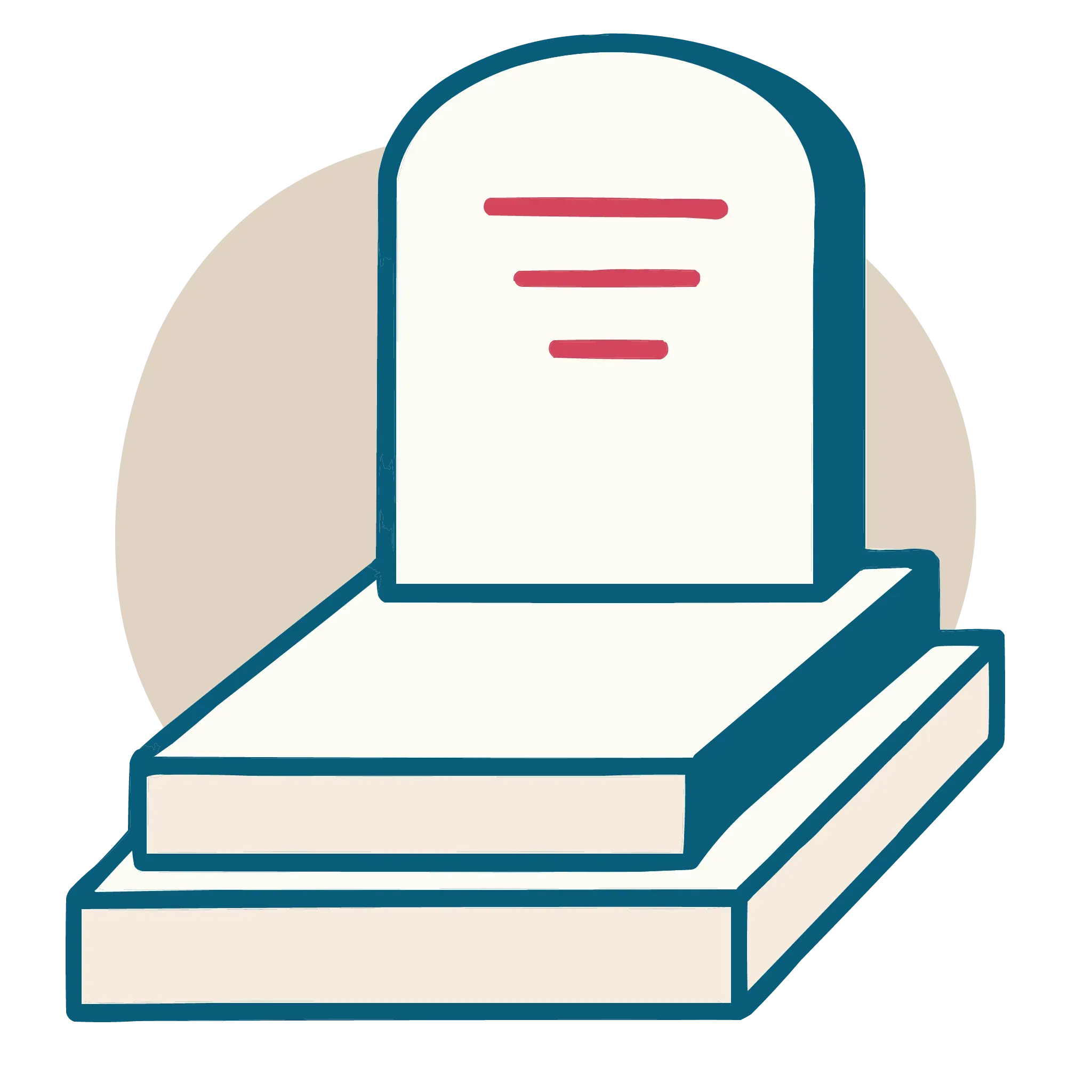 Illustration d'une pierre tombale en escalier, symbole de monument funéraire.